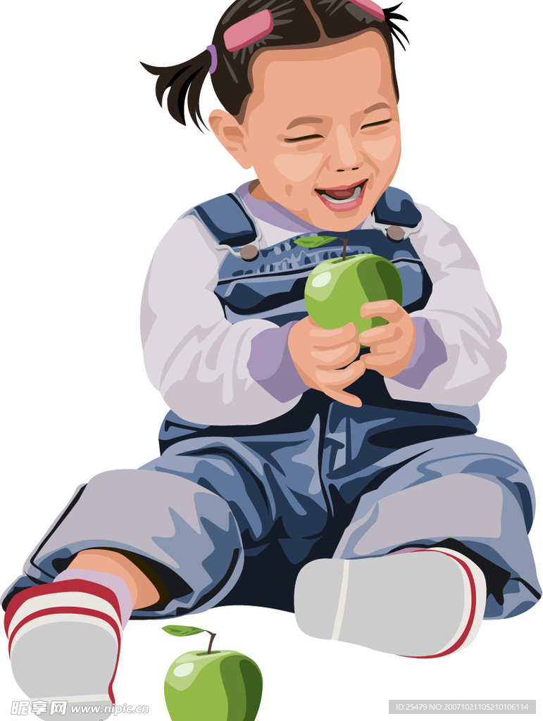 拿蘋果的小女孩