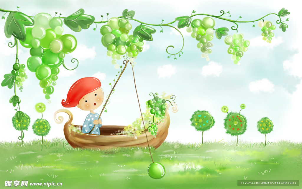 寬屏圣誕卡通風景插畫