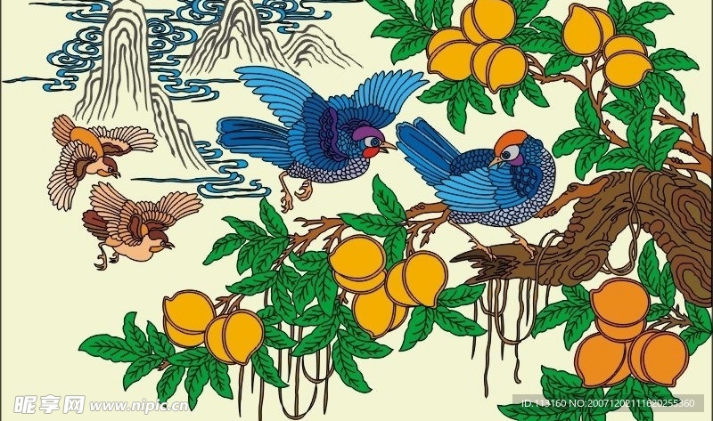 傳統精工花鳥圖