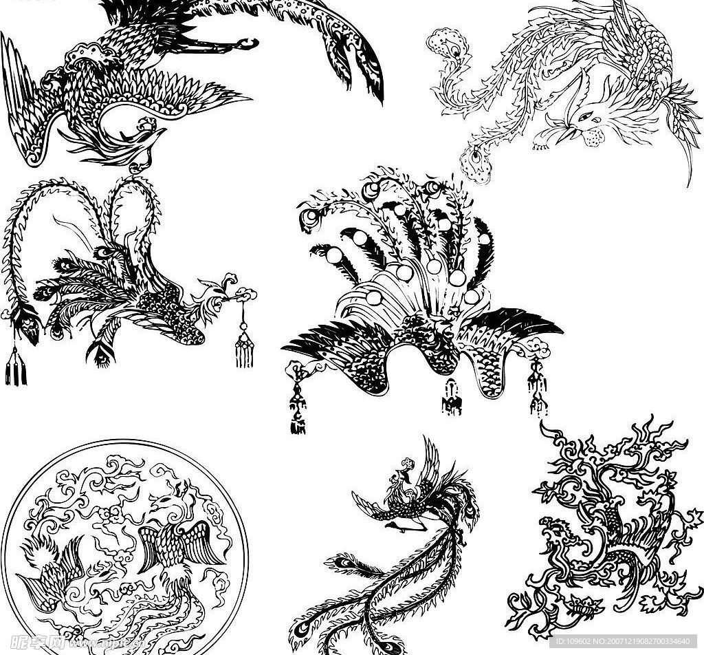 矢量 傳統(tǒng) 圖案 吉祥物 鳳