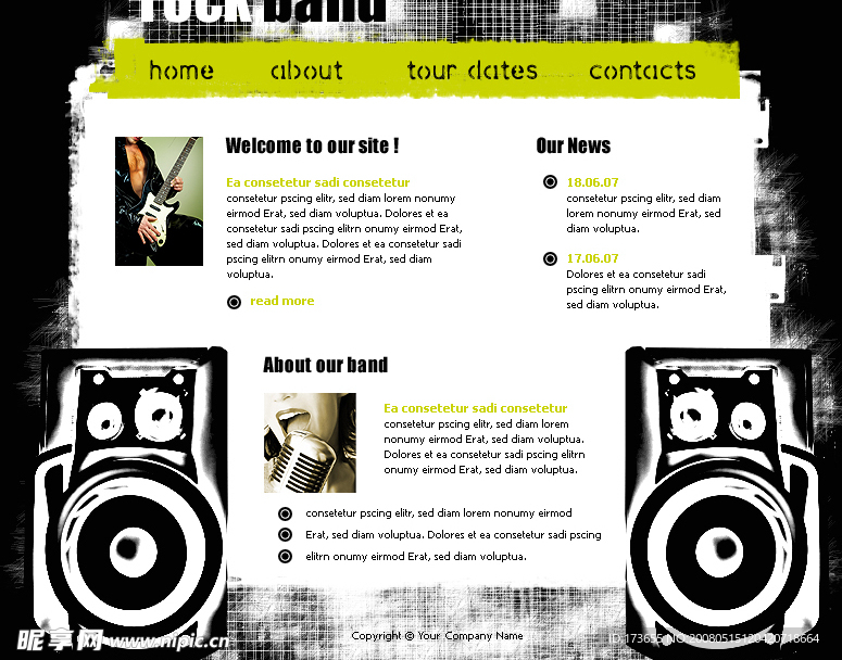流行音乐网站界面－欧美模板