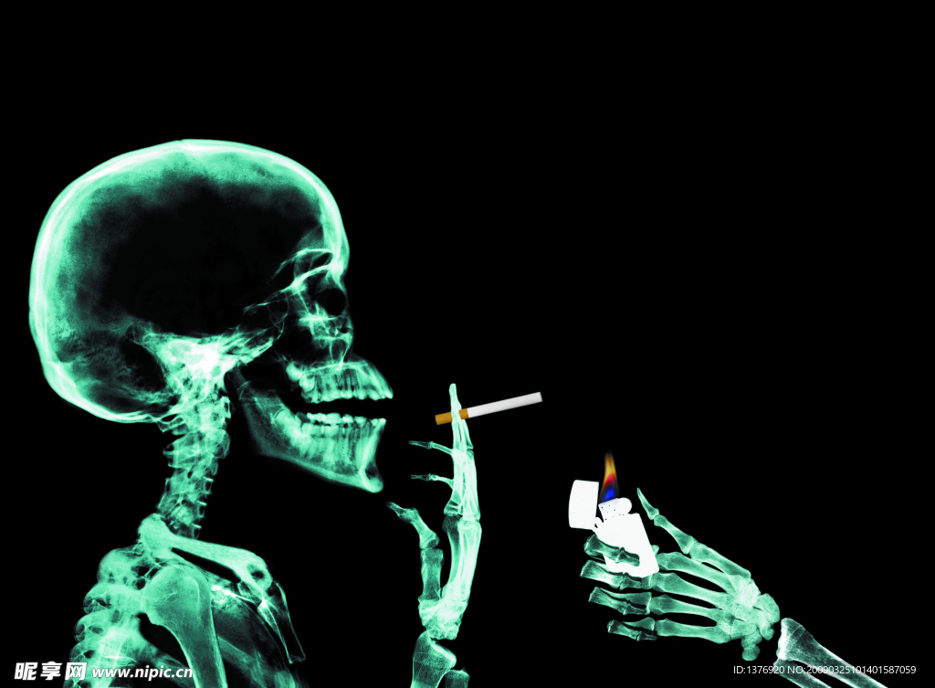 骨骼透视X光吸烟底图