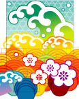 日式海浪樱花花纹