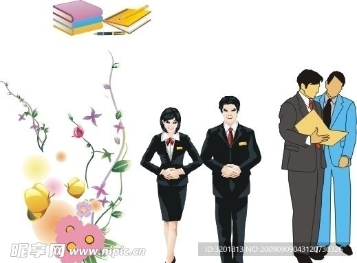 矢量人物 花 書 老師