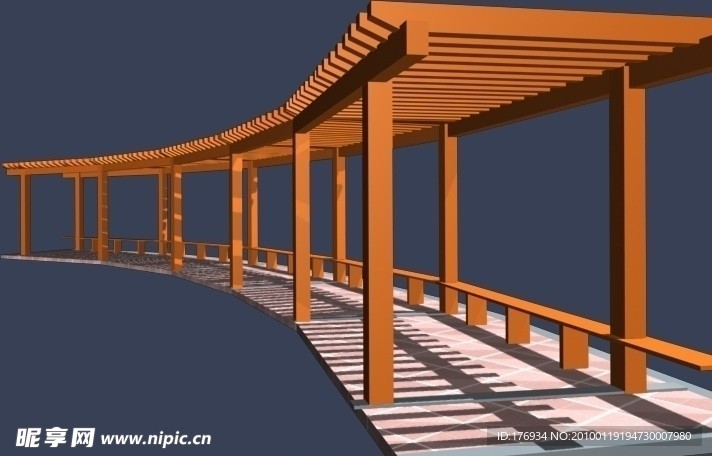 建筑 MAX 模型 花架