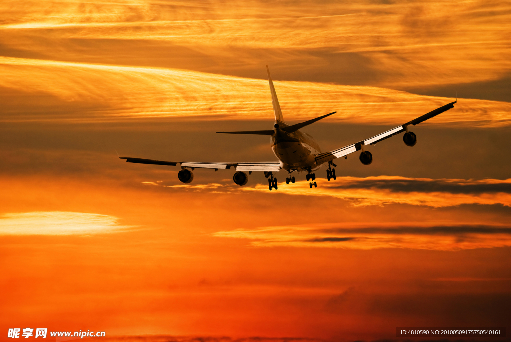 飛機 滑翔 夕陽 云彩 大型飛機 遠方