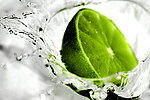 饮料广告 柠檬 水果 水 水花 入水 青橙 清凉 设计素材 高清图片