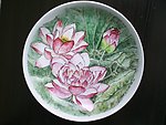 陶艺 釉上彩 作品 绘画荷花