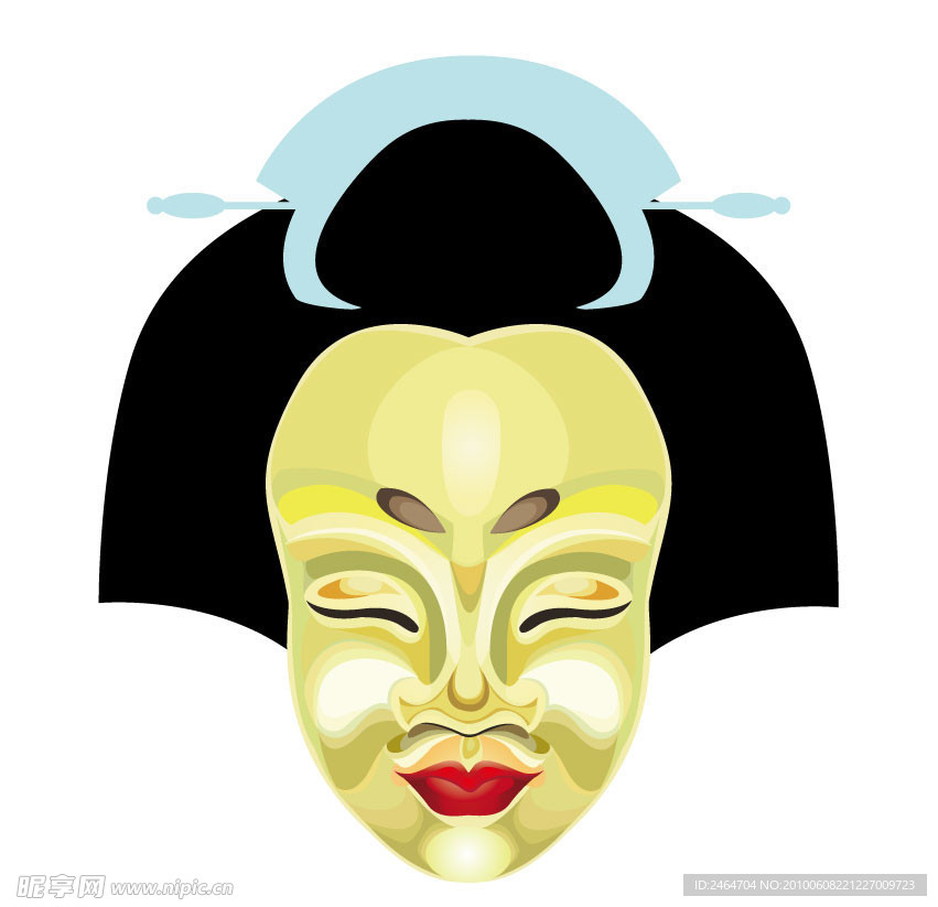 日本传统古典人物 艺伎面具