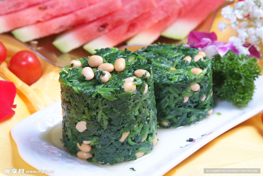 菠菜熗黃豆