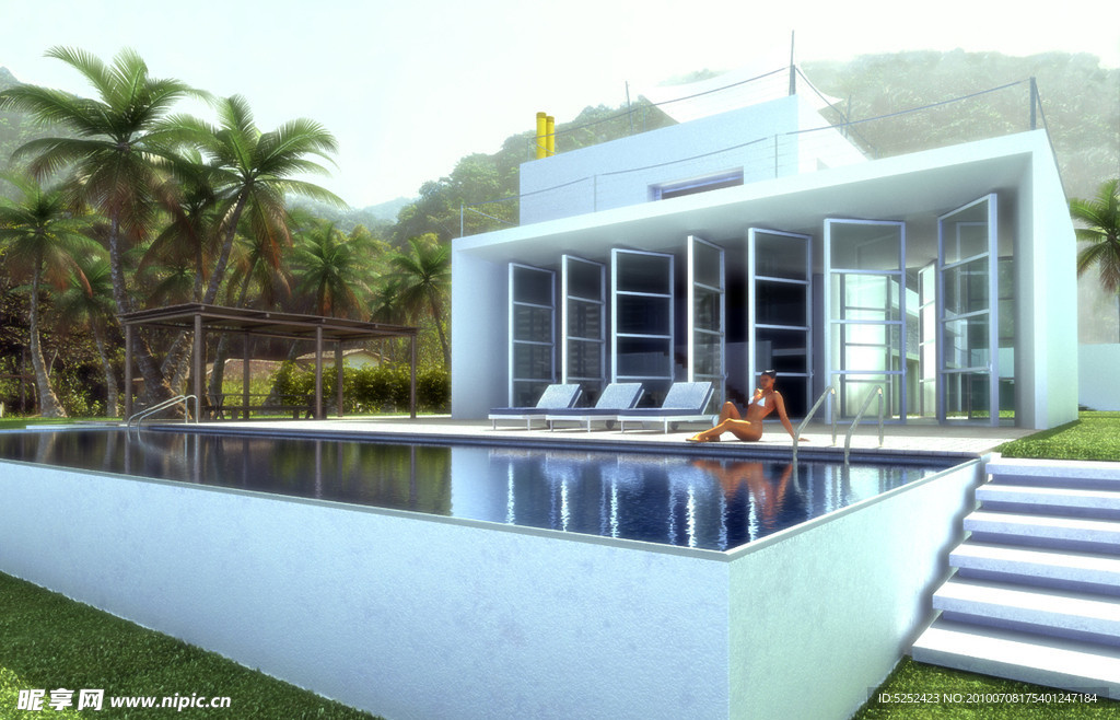 室外游泳池3D模型