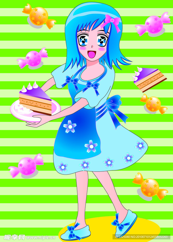 矢量卡通美少女