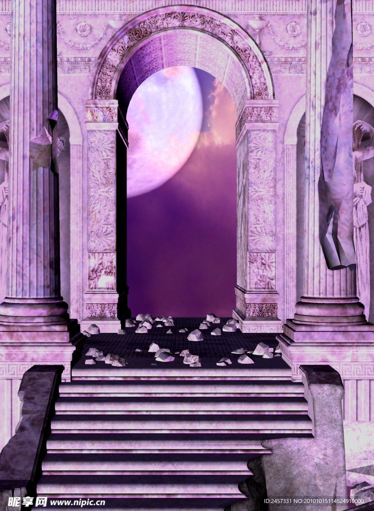 紫色浪漫背景 圆月