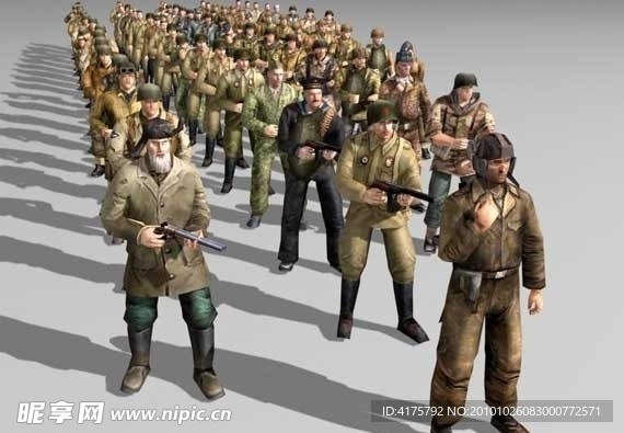 76个二战游戏人物3D模型 低模 形象逼真