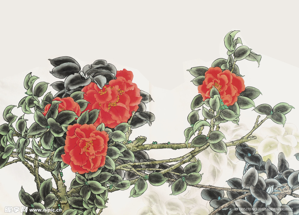 工筆畫 牡丹