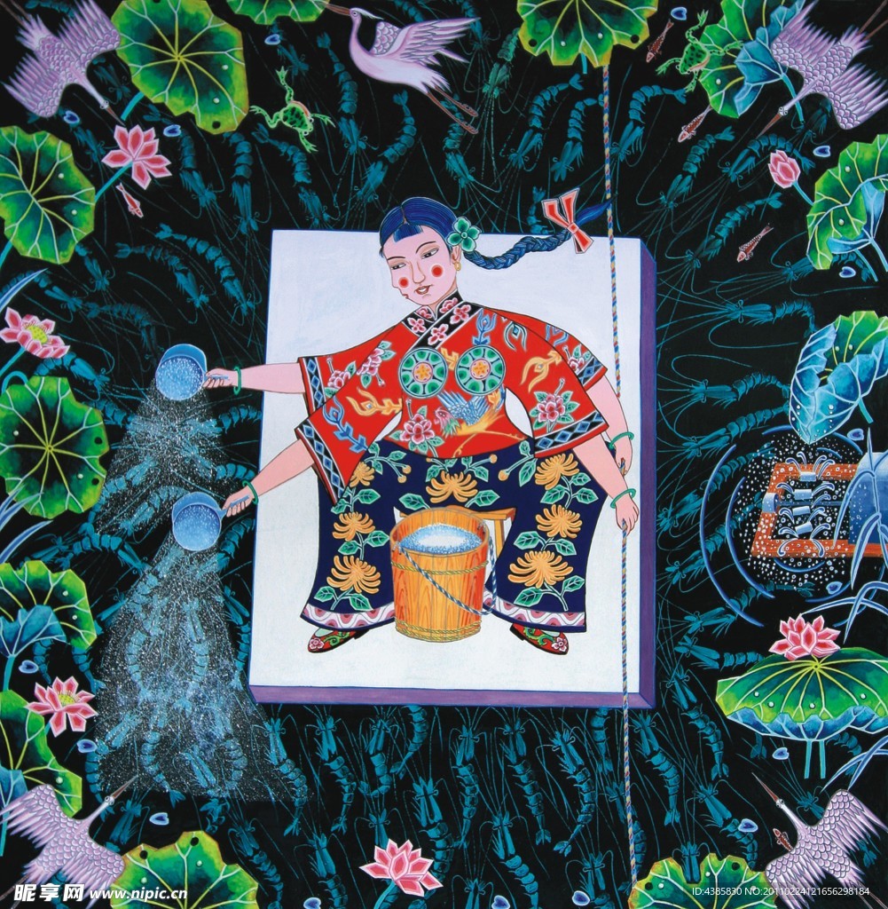 農(nóng)民畫養(yǎng)蝦女