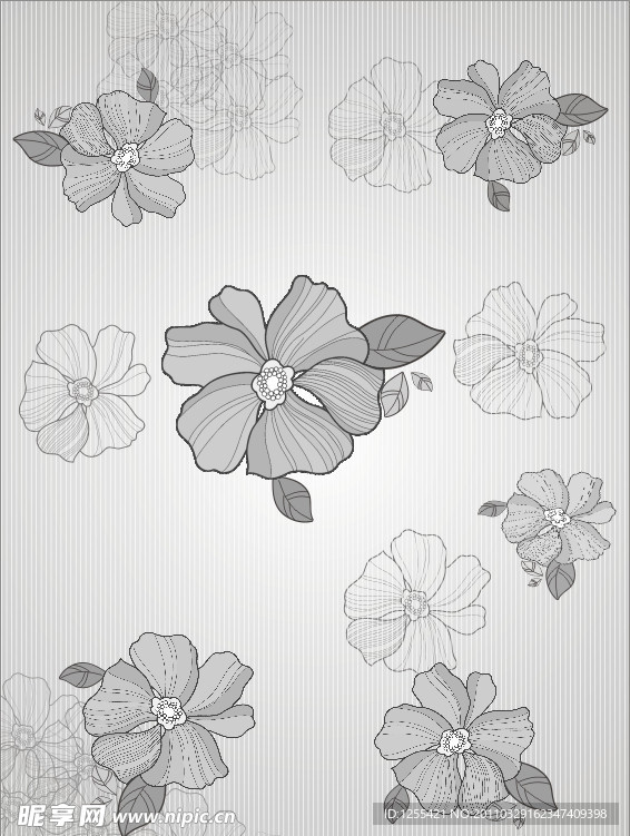 黑白花朵圖案
