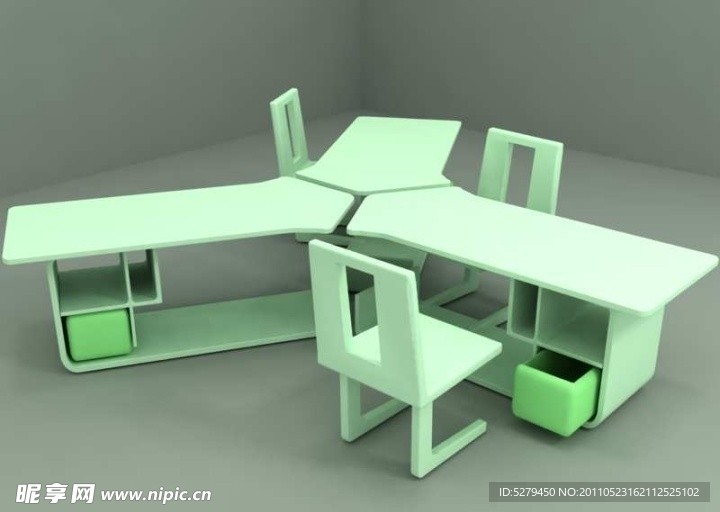 组合办公桌3Dmax