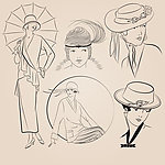 复古时尚女性插图