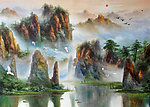 油画风景 漂亮的山水油画