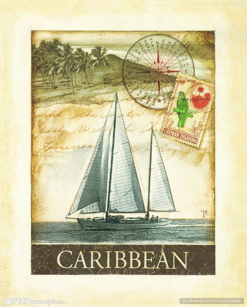 加勒比海上的帆船
