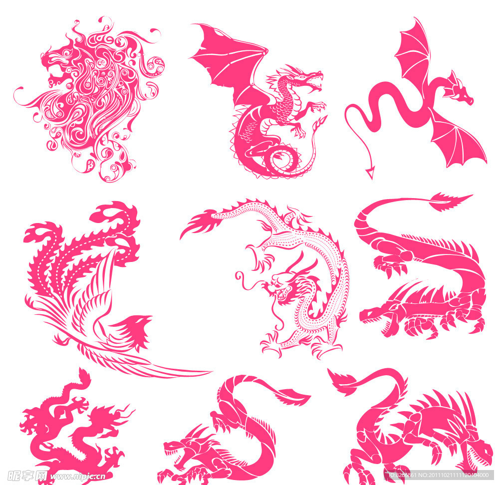 PS龍鳳形狀 龍鳳自定義形狀
