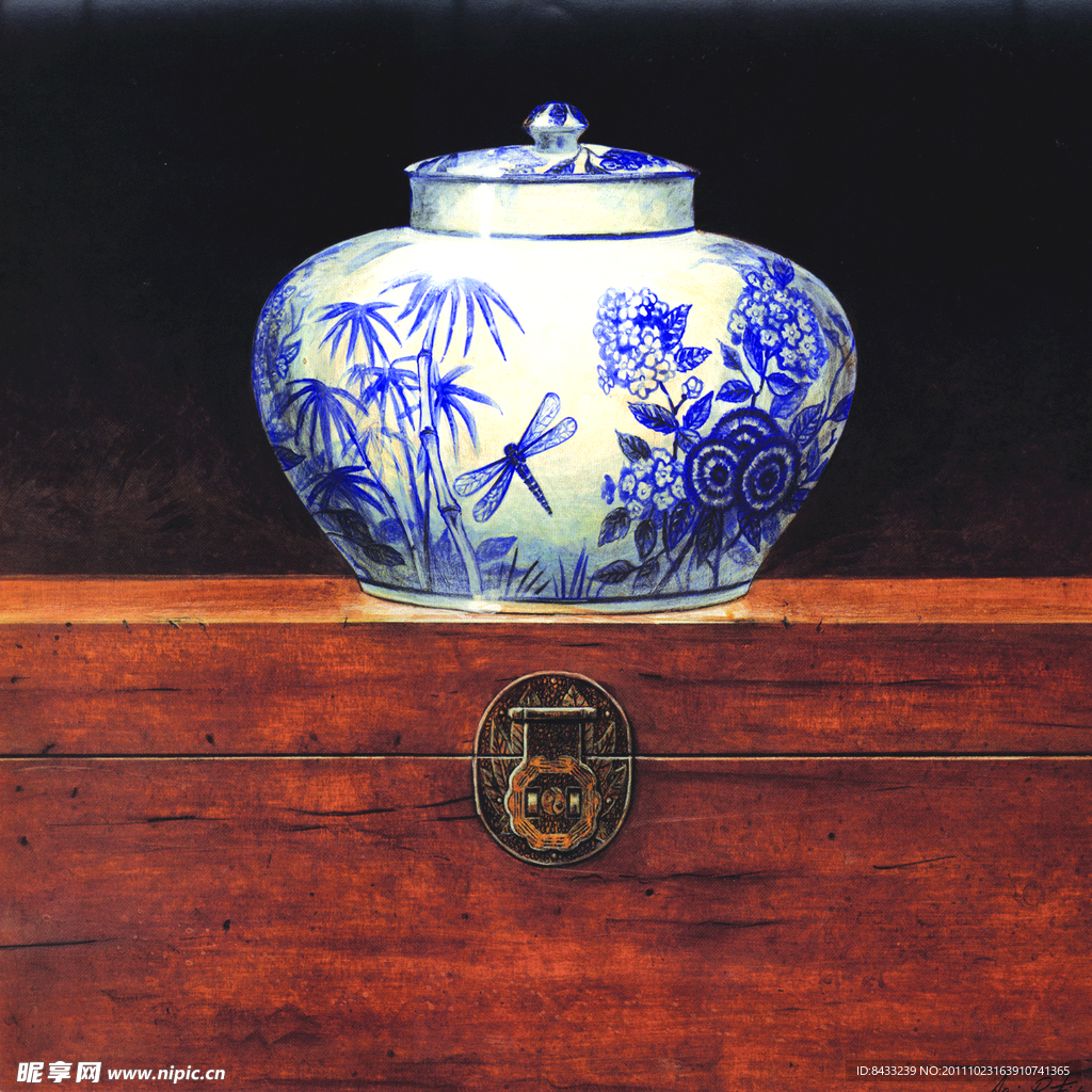 中国青花瓷油画