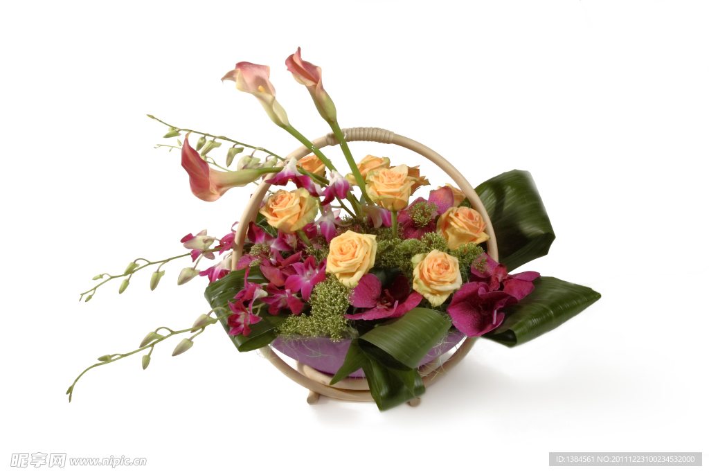 玫瑰百合花籃