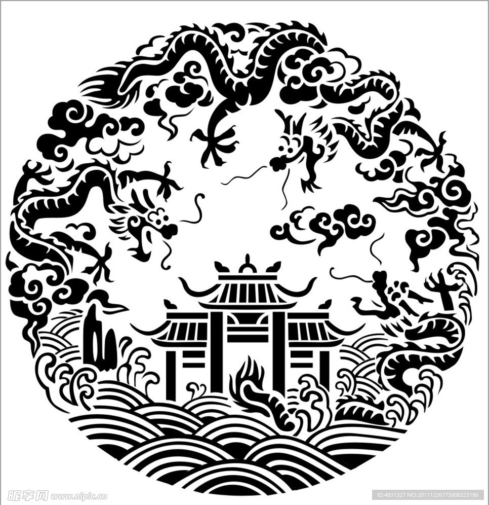 中國 傳統 吉祥 團龍龍