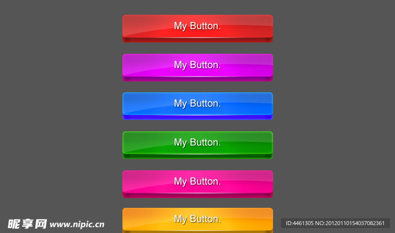 多种色调通透水晶按钮