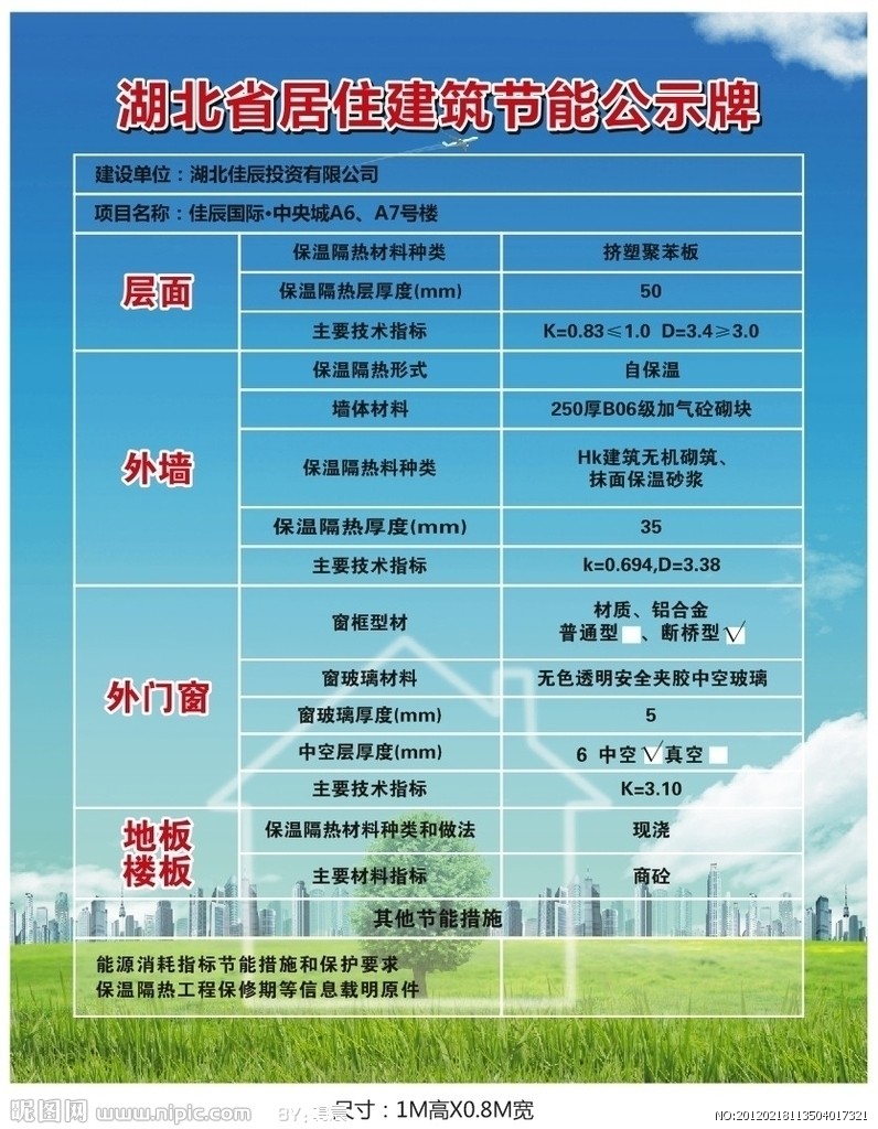 湖北省居住建筑节能公示牌