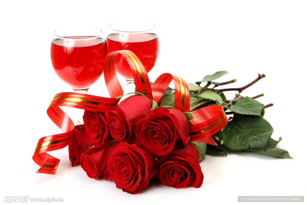 爱情红玫瑰红酒酒杯