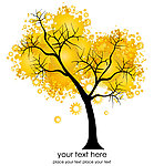 金黄色墨迹齿轮花纹树木