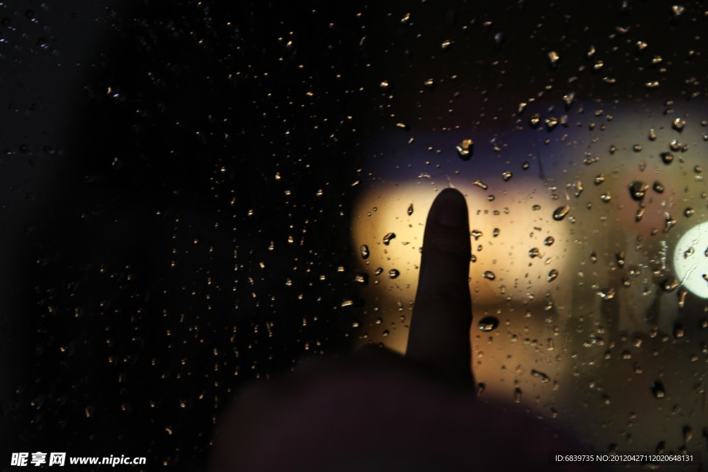 雨夜玻璃上水珠景色