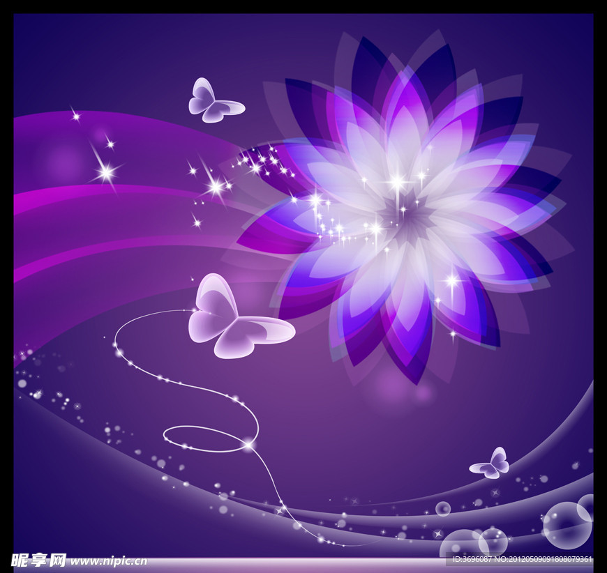 紫色时尚唯美炫彩花朵广告设计