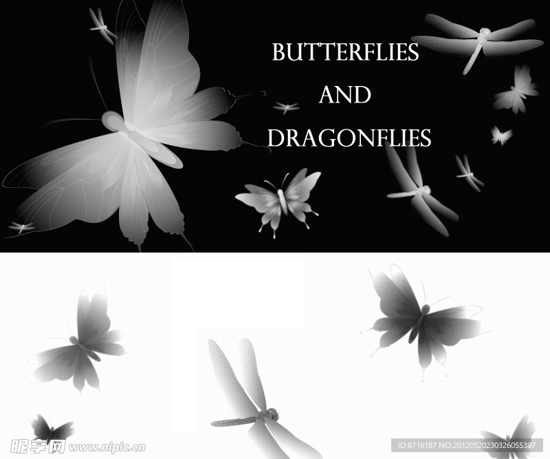 蝴蝶与蜻蜓笔刷