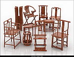 中式椅子集3D模型