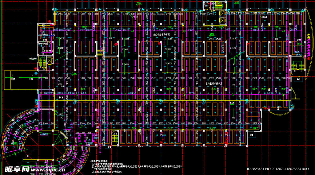 停车库 二层给排水消防平面
