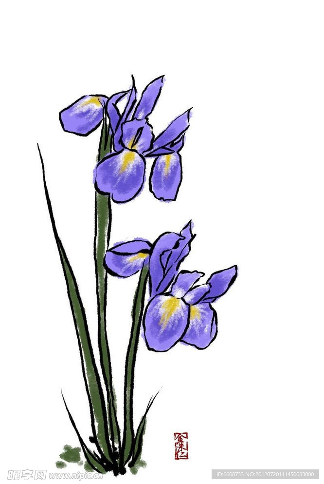 藍(lán)花水墨畫