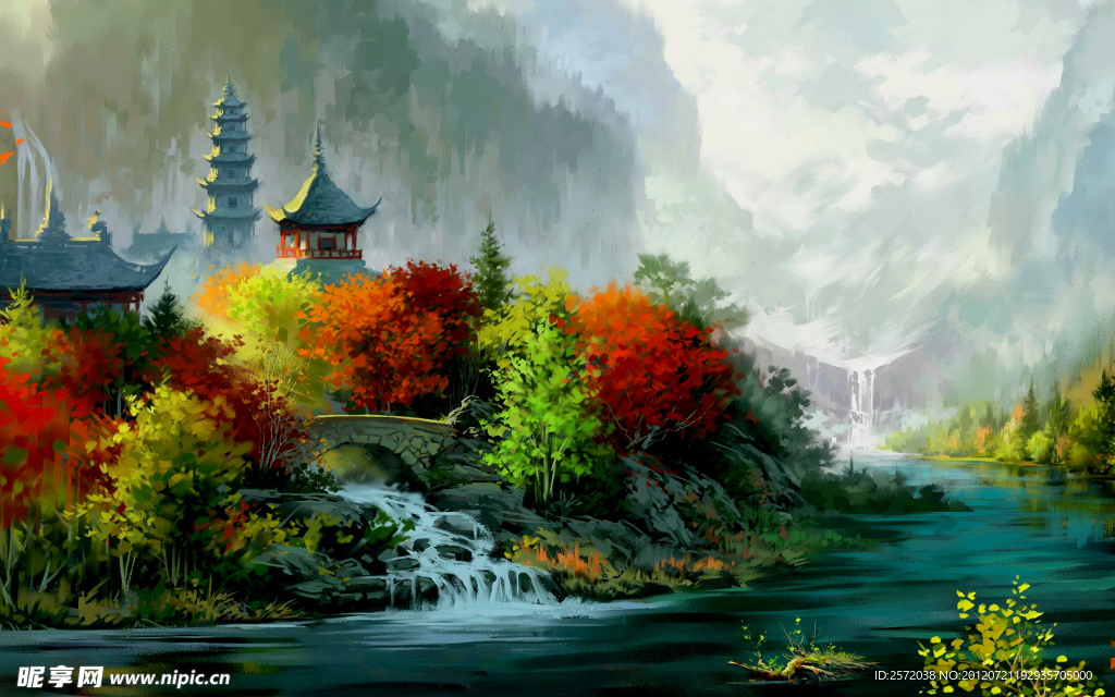古寺秋色