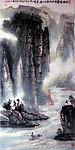 劉東方國畫山水作品《輕舟已過萬重山》