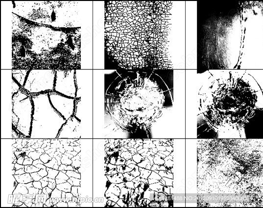 龟裂皲裂裂纹树纹PS笔刷