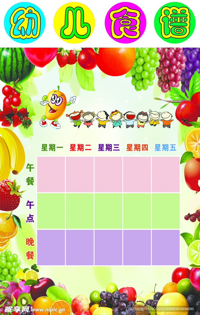 幼儿园食谱展板 水果展板