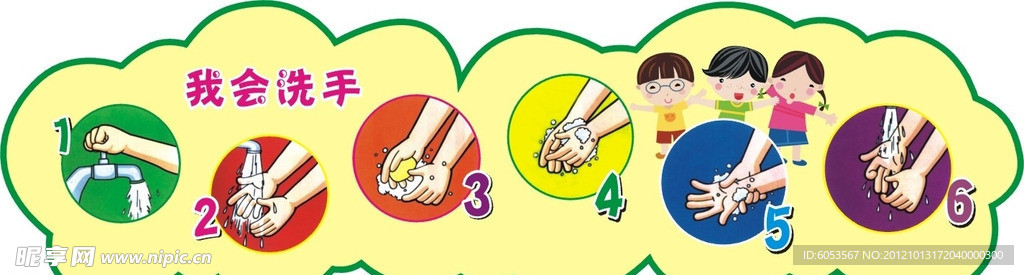 幼儿洗手6步法