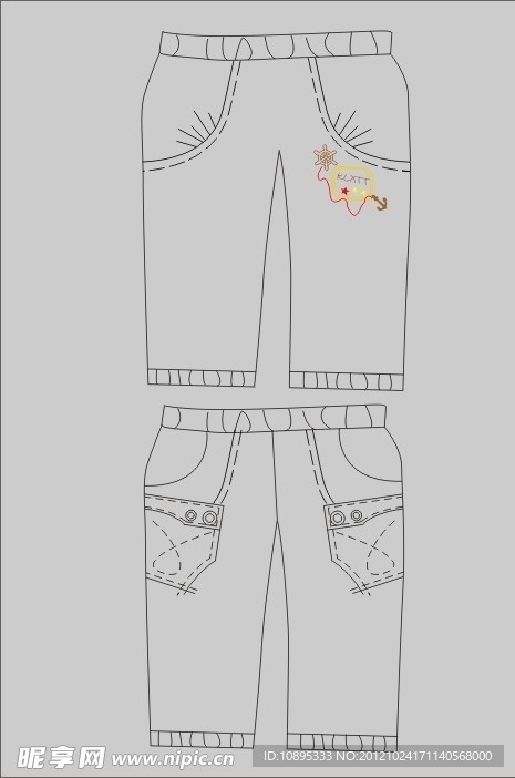童装单条裤设计图片