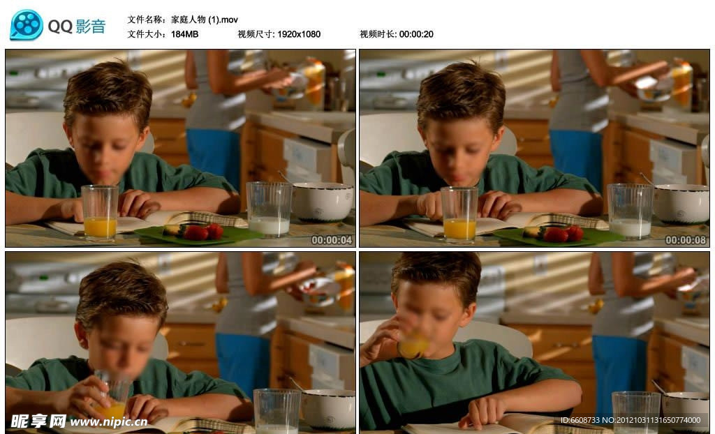 儿童喝果汁高清实拍视频素材