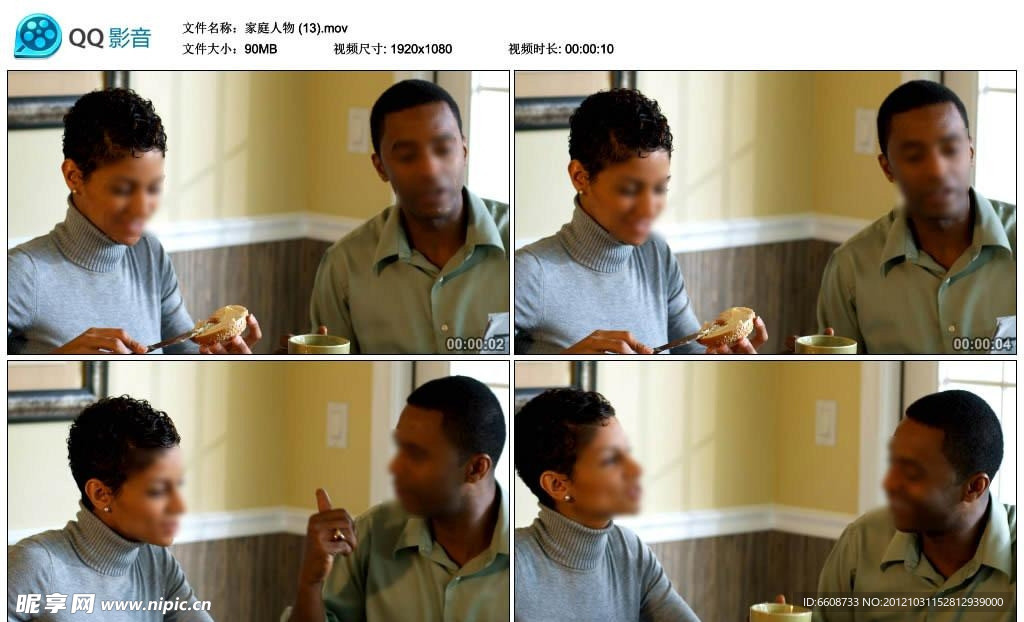 黑人夫婦吃早餐高清實拍視頻素材