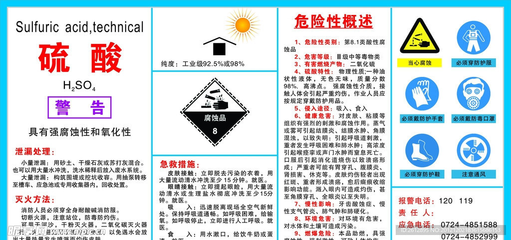 硫酸安全告知牌