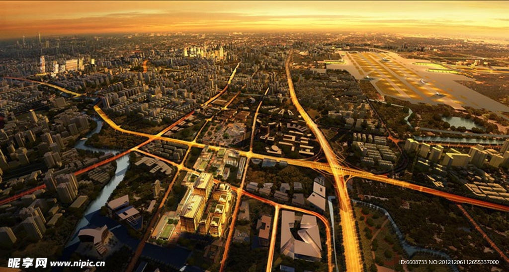 城市城镇建设规划鸟瞰图