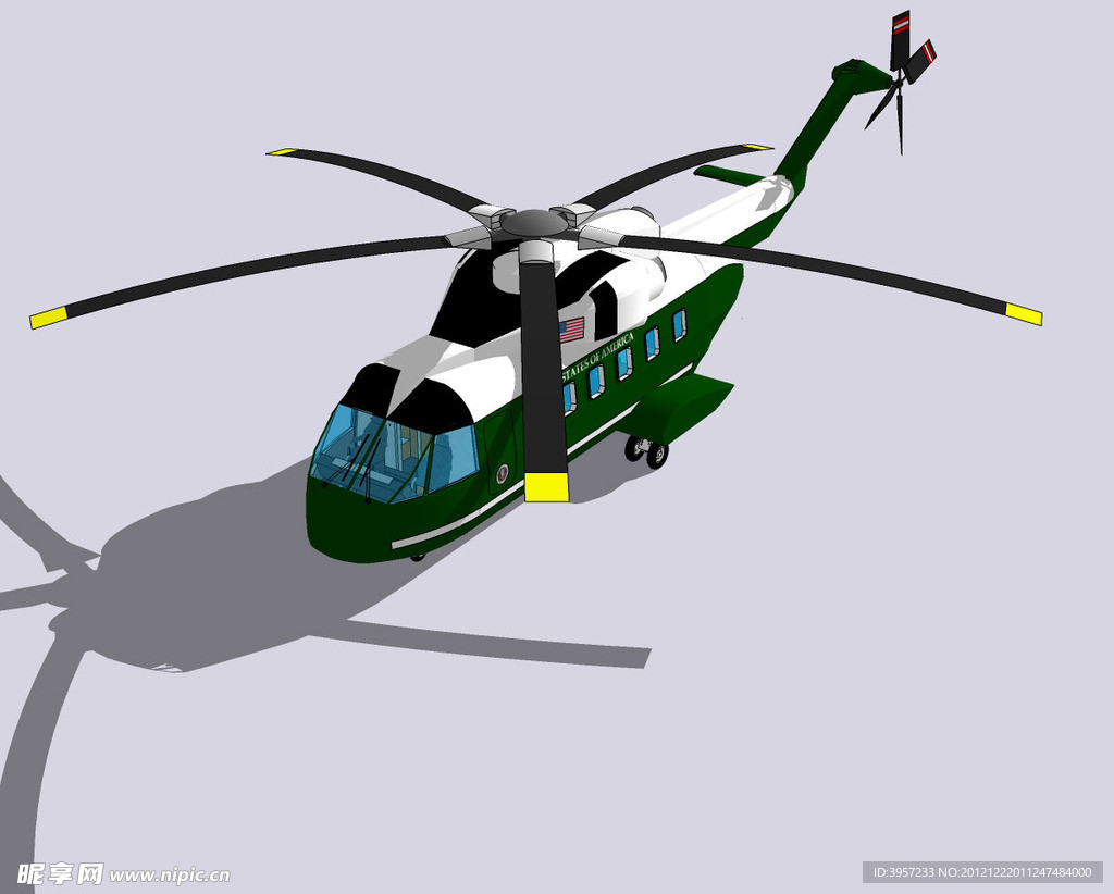 总统直升机精细3D模型